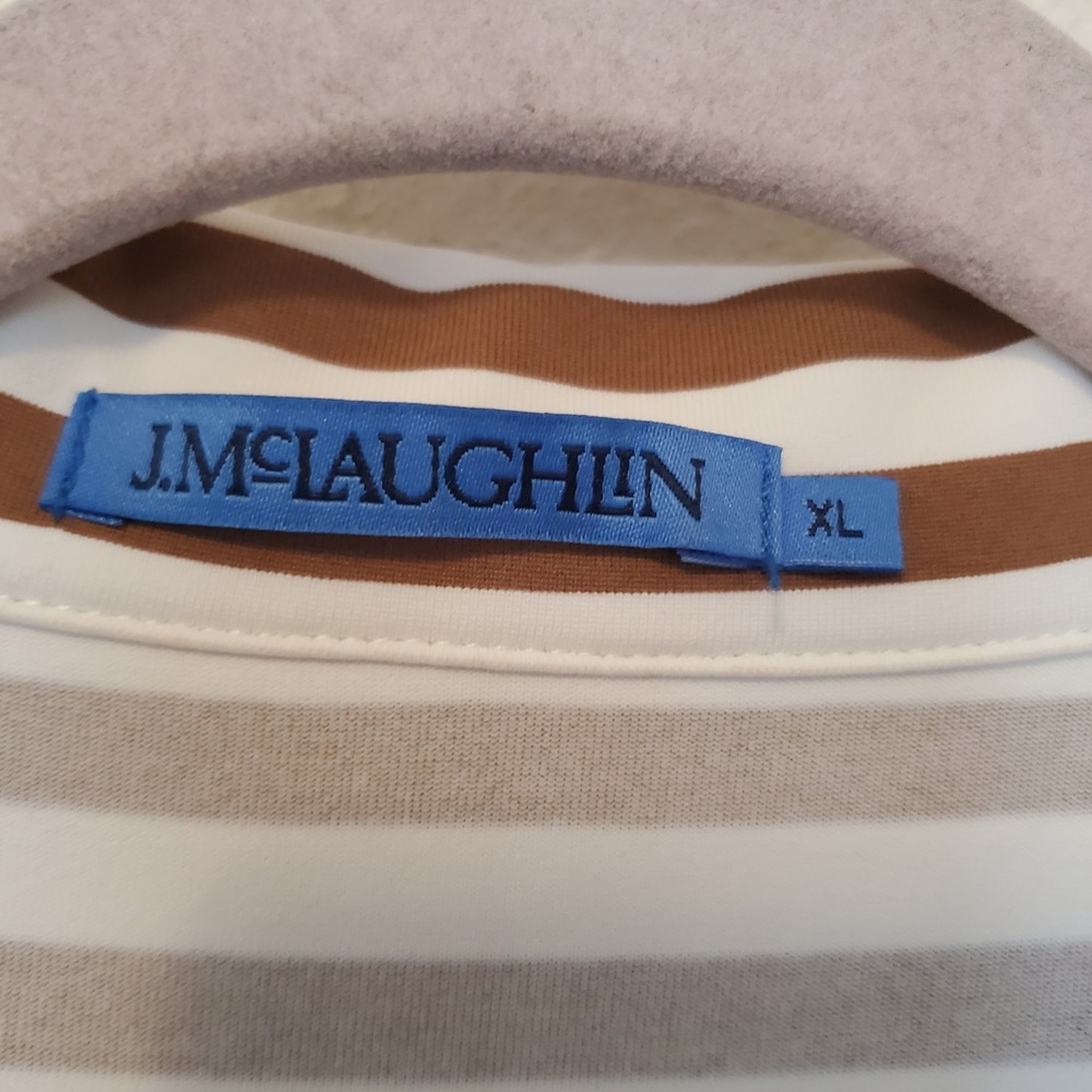 J.McLaughlin Brown White Striped Catalina Cloth Polo Midi Dress Womens XL - Picture 3 of 13